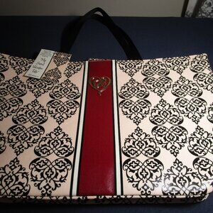 NWT - Brighton My Sweet Valentine Tote Bag Large CarryAll Pink Black Coated
